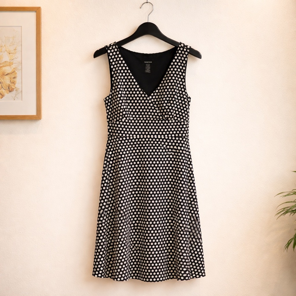 Spense Missy 12 Polka Dot MIDI Cotton Spandex Sleeveless Cottagecore Dress.